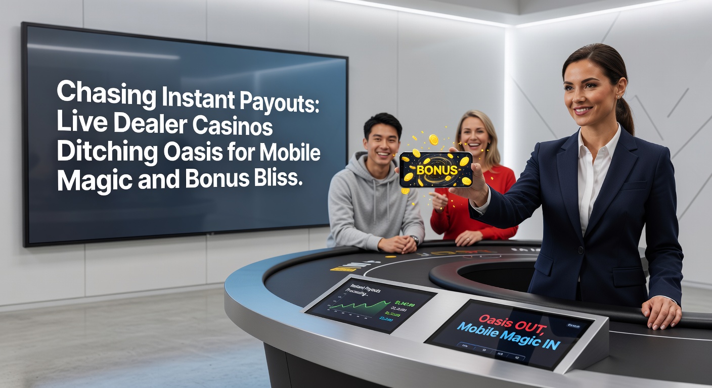 Smartphone mit Live-Dealer-Roulette und Instant-Payout-Button, umgeben von Bonus-Icons und mobilen Zahlungsoptionen