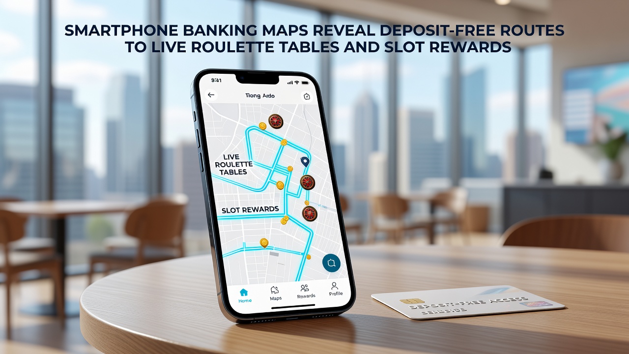 Detailansicht von Banking-Karten mit Routen zu Roulette und Slots auf dem Smartphone-Display