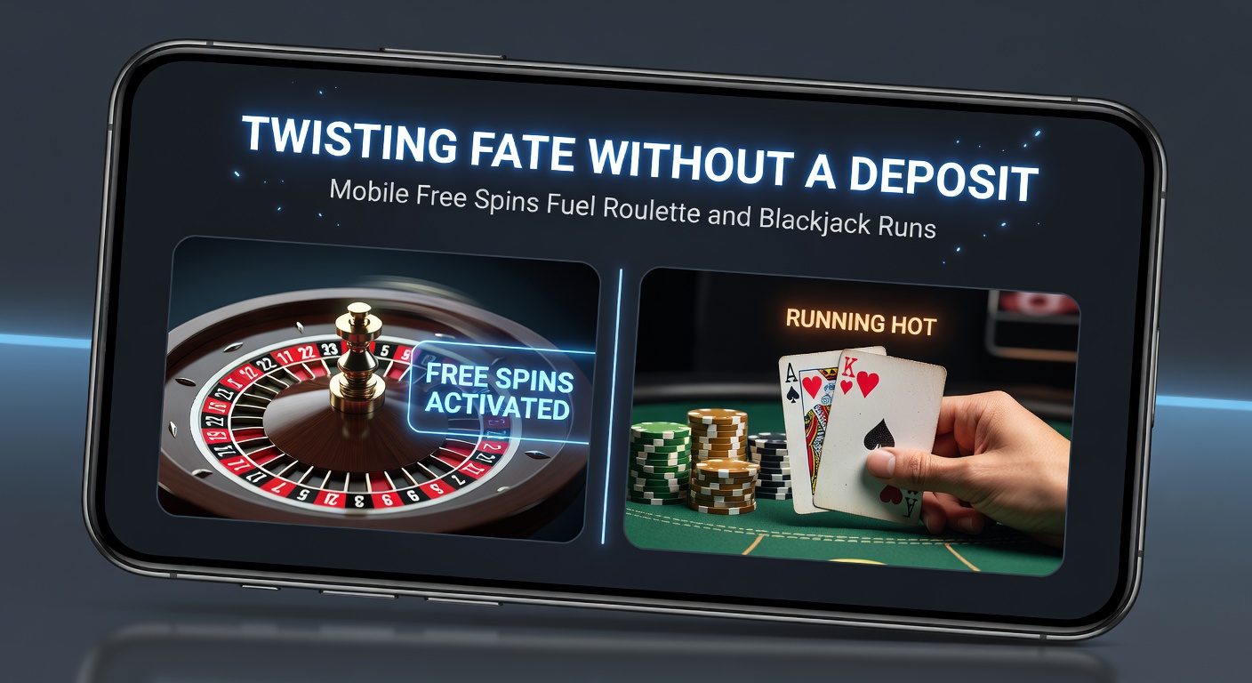 Blackjack-Tisch auf einem Tablet, mit Stapeln von Chips aus Free Spins und einem Roulette-Rad daneben, umgeben von mobilen Icons